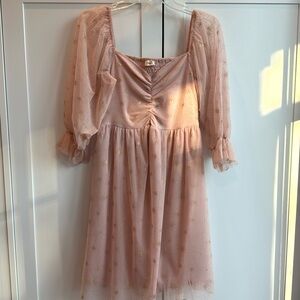 Womens Dress (see matching daughter dress)-blush pink with gold